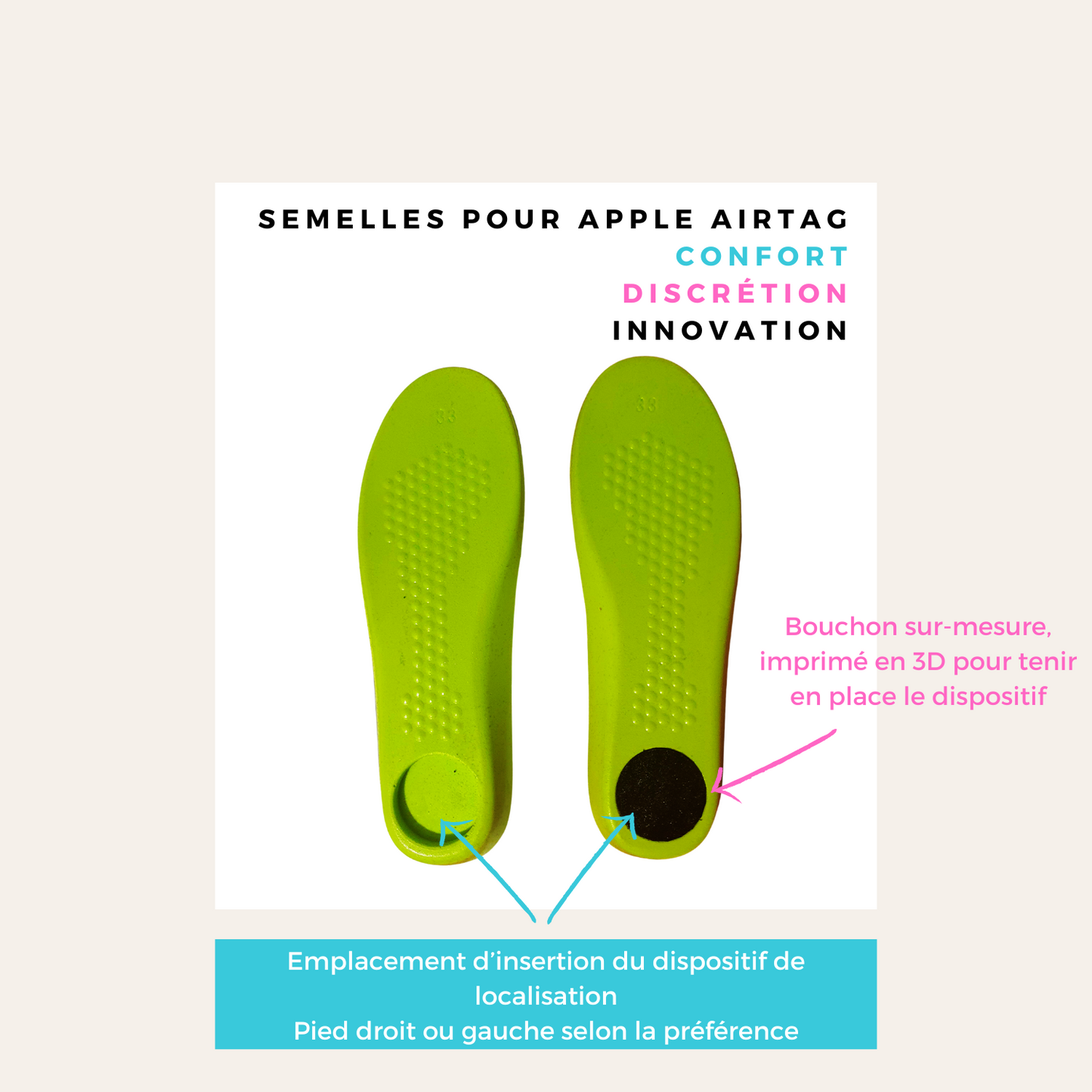 Semelles pour Apple AirTag idéales enfants, adolescents, personnes vulnérables, adultes